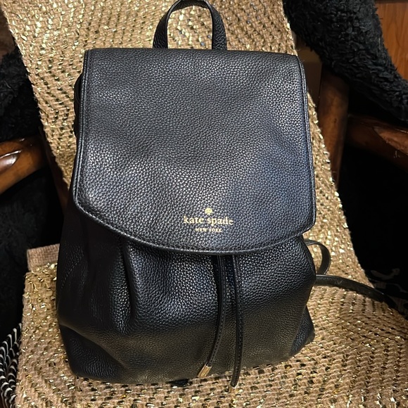 Kate Spade Black Pebbled Leather Backpack - Picture 1 of 11